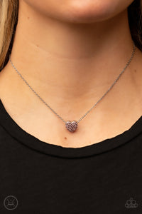 choker,hearts,pink,rhinestones,Twitterpated Twinkle - Pink Rhinestone Heart Necklace