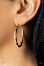 Load image into Gallery viewer, CURVE Your Appetite Gold Hoop Earrings Paparazzi Accessories