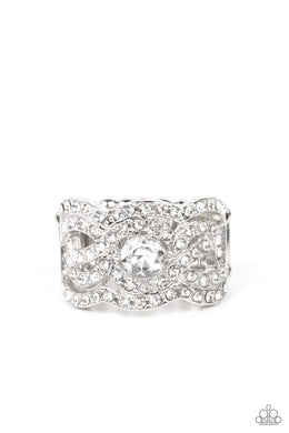 Doting On Dazzle White Rhinestone Ring Paparazzi Accessories