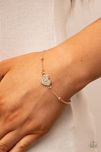 Load image into Gallery viewer, Heartachingly Adorable - Gold Rhinestone Heart Bracelet Paparazzi Accessories