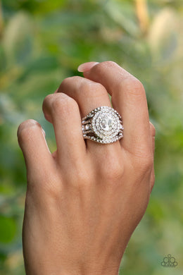 Understated Drama - White Rhinestone Ring Paparazzi Accessories
