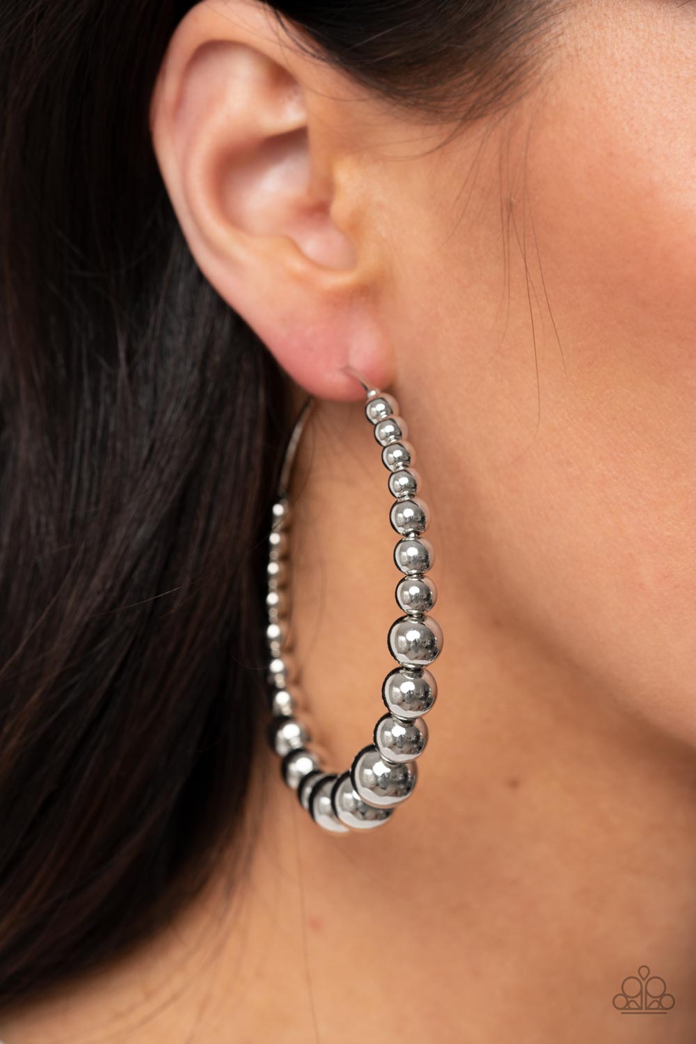 Show Off Your Curves - Silver Hoop Earrings Paparazzi Accessories