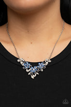 Load image into Gallery viewer, Floral Fashion Show - Blue Rhinestone Floral Necklace Paparazzi Accessories
