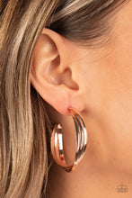 Load image into Gallery viewer, Curvy Charmer - Rose Gold Hoop Earrings Paparazzi Accessories