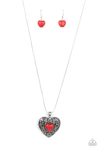 autopostr_pinterest_58290,crackle stone,Hearts,long  necklace,red,Wholeheartedly Whimsical - Red Stone Heart Necklace