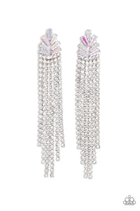 iridescent,post,rhinestones,white,Overnight Sensation - Multi Rhinestone Post Earrings