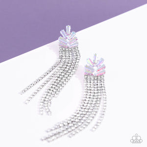iridescent,post,rhinestones,white,Overnight Sensation - Multi Rhinestone Post Earrings