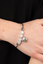 Load image into Gallery viewer, Vintage Vows - White Cat&#39;s Eye Bangle Bracelet Paparazzi Accessories