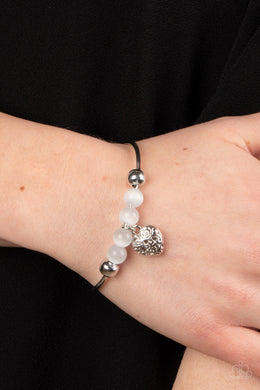 Vintage Vows - White Cat's Eye Bangle Bracelet Paparazzi Accessories