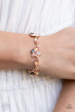 Colorful Captivation Rose Gold Rhinestone Bracelet Paparazzi Accessories