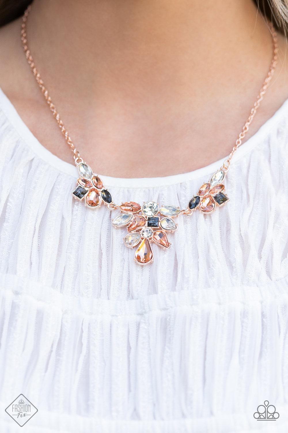 Completely Captivated Rose Gold Rhinestone Necklace Paparazzi Acessories