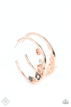 Load image into Gallery viewer, Attractive Allure Rose Gold Rhinestone Hoop Earrings Paparazzi Accessories