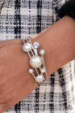 Load image into Gallery viewer, Total Sail Out White Pearl Rhinestone Cuff Bracelet Paparazzi Accessories