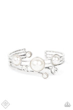 Load image into Gallery viewer, Total Sail Out White Pearl Rhinestone Cuff Bracelet Paparazzi Accessories