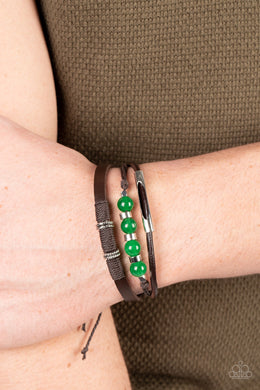 Amplified Aloha - Green Jade Pull Tie Bracelet Paparazzi Accessories