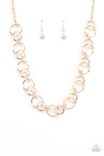 Load image into Gallery viewer, Center of My Universe - Gold Rhinestone Necklace Paparazzi Accessories