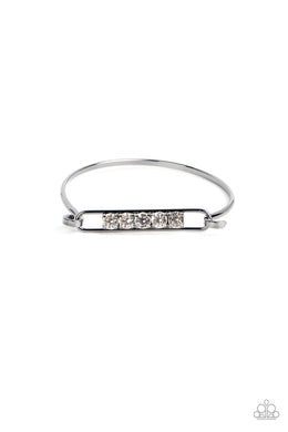 In CHARMS Way - Black Gunmetal Rhinestone Hinge Bracelet Paparazzi Accessories