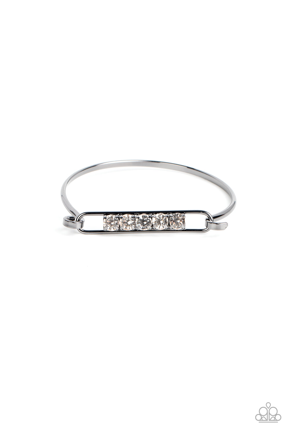 In CHARMS Way - Black Gunmetal Rhinestone Hinge Bracelet Paparazzi Accessories
