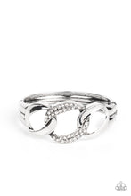 Load image into Gallery viewer, BOMBSHELL Squad - White Rhinestone Hinge Bracelet Paparazzi Accessories
