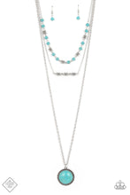 Load image into Gallery viewer, Sahara Symphony Blue Turquoise Stone Necklace Paparazzi Accessories