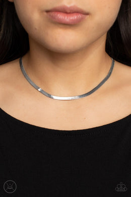 In No Time Flat - Silver Choker Necklace Paparazzi Accessories