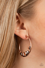 Load image into Gallery viewer, Attractive Allure - Copper Rhinestone Hoop Earrings Paparazzi Accessories
