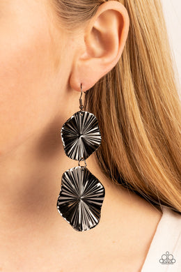 In Your Wildest FAN-tasy - Black Gunmetal Earrings Paparazzi Accessories