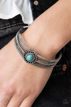 Load image into Gallery viewer, Elemental Escape Blue Stone Cuff Bracelet Paparazzi Accessories