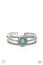 Load image into Gallery viewer, Elemental Escape Blue Stone Cuff Bracelet Paparazzi Accessories