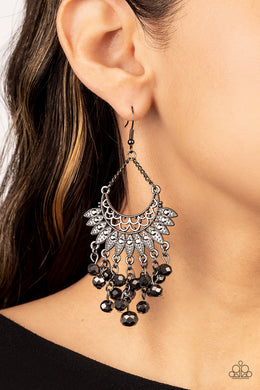 Chromatic Cascade - Black Gunmetal Earrings Paparazzi Accessories