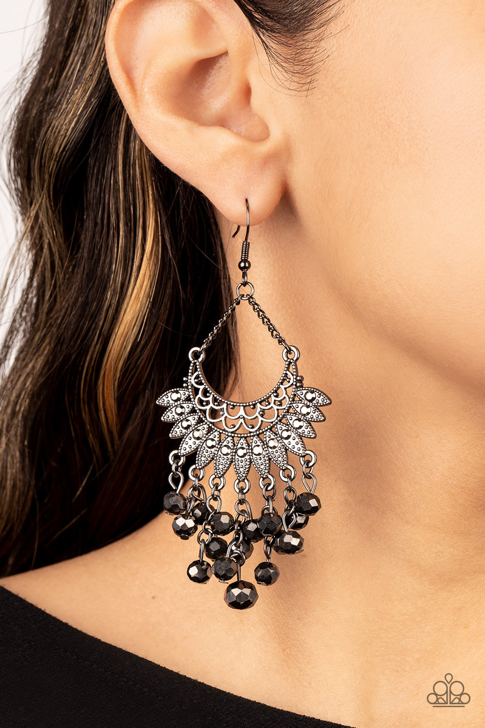 Chromatic Cascade - Black Gunmetal Earrings Paparazzi Accessories