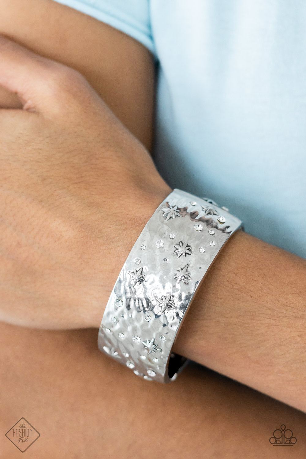 Across the Constellations White Hinge Bracelet Paparazzi Accessories