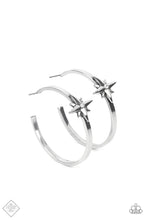 Load image into Gallery viewer, Lone Star Shimmer White Star Hoop Earrings Paparazzi Accessories