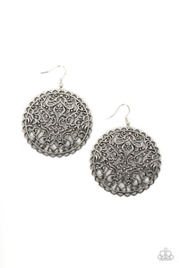 fishhook,floral,silver,The Whole Nine VINEYARDS - Silver Earrings