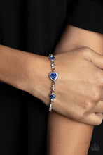 Load image into Gallery viewer, Amor Actually - Blue Rhinestone Heart Bracelet Paparazzi Accessories
