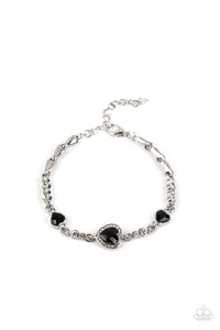 black,hearts,lobster claw clasp,rhinestones,Amor Actually - Black Rhinestone Heart