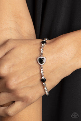Amor Actually - Black Rhinestone Heart Paparazzi Accessories