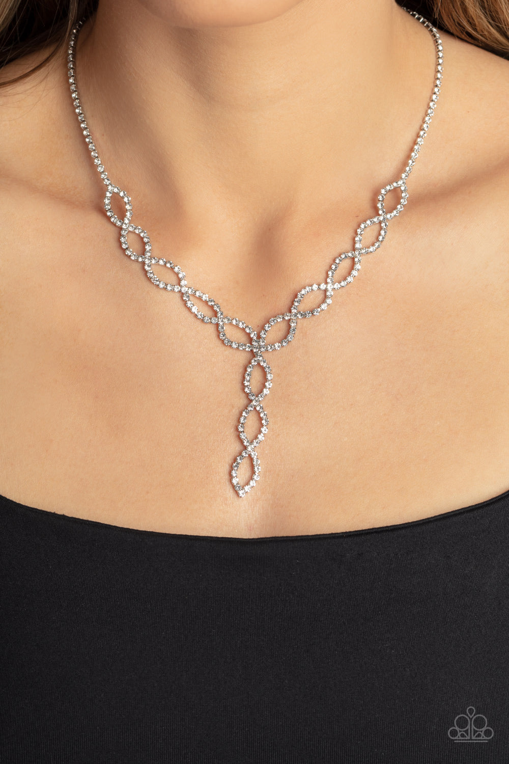 Infinitely Icy - White Rhinestone Necklace Paparazzi Accessories