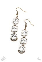Load image into Gallery viewer, Determined to Dazzle Brass Rhinestone Earrings Paparazzi Accessories