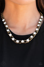 Load image into Gallery viewer, Major Moxie Brass Rhinestone Necklace Paparazzi Accessories