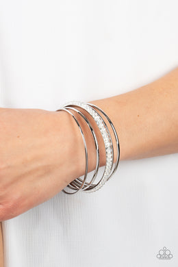 Prismatic Pizazz - White Bangle Bracelets Paparazzi Accessories