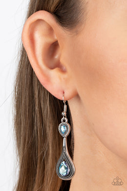 Dazzling Droplets - Blue Rhinestone Earrings Paparazzi Accessories