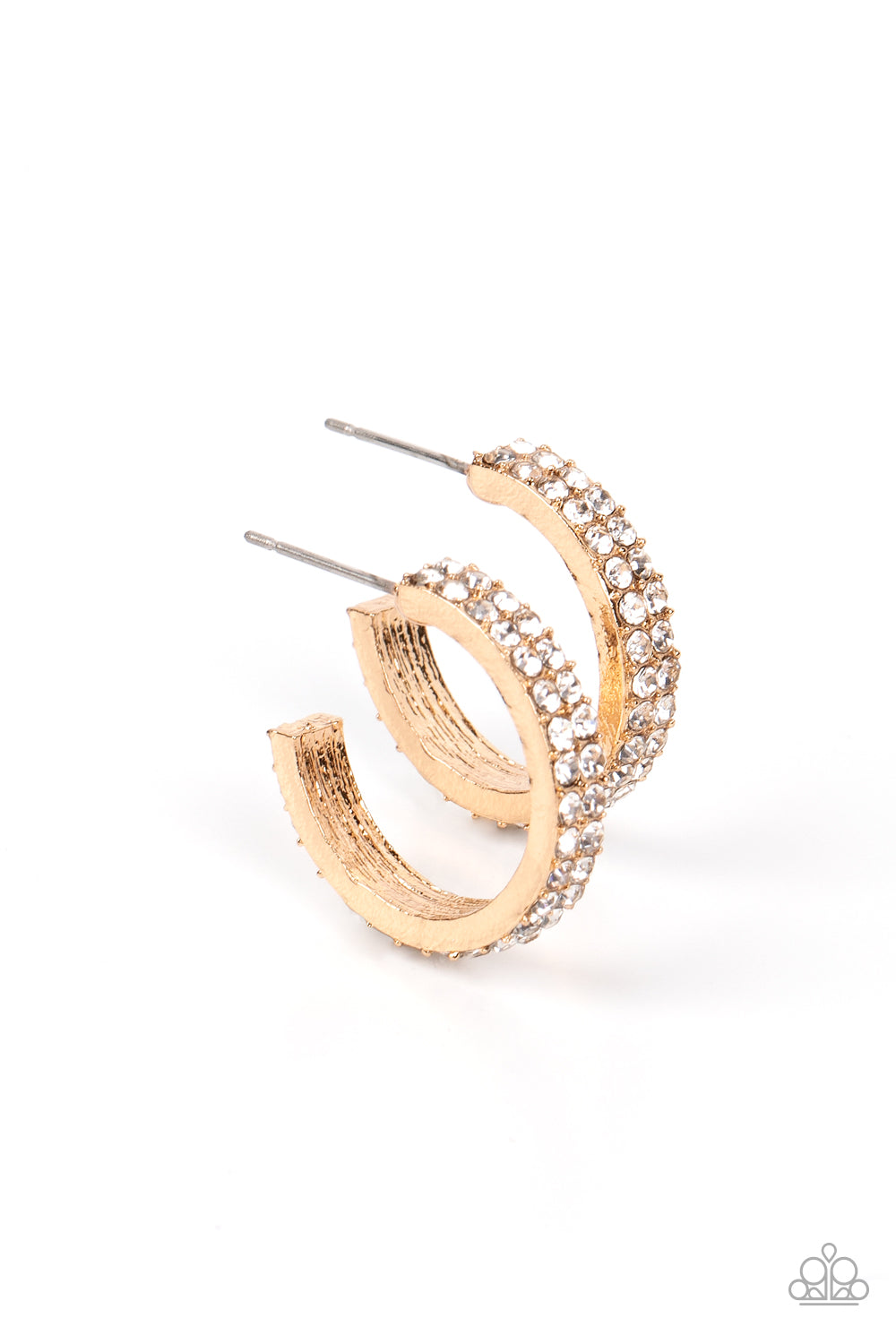 Positively Petite - Gold Rhinestone Hoop Earrings Paparazzi Accessories