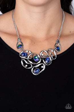 Warp Speed Blue Rhinestone Necklace Paparazzi Accessories