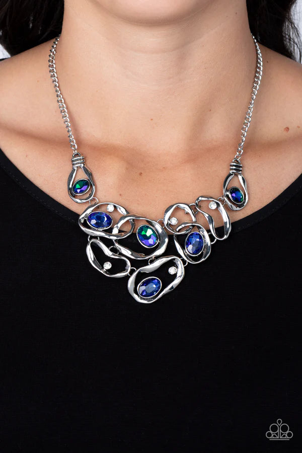 Warp Speed Blue Rhinestone Necklace Paparazzi Accessories