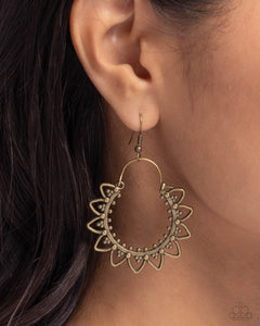 brass,fishhook,Botanical Tambourine - Brass Earrings