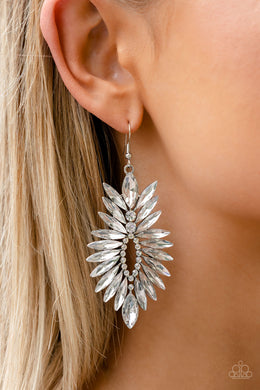 Turn Up The Luxe White Rhinestone Earrings Paparazzi Accessories