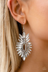 fishhook,life of the party,rhinestones,white,Turn Up The Luxe White Rhinestone Earrings