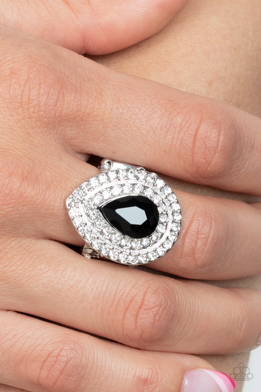 Icy Indulgence - Black Rhinestone Ring Paparazzi Accessories