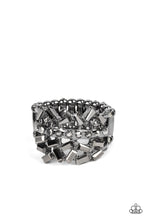 Load image into Gallery viewer, Scattered Sensation - Black Gunmetal Hematite Rhinestone Ring Paparazzi Accessories